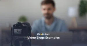 Navigating Video Blogs: 20 Examples for New Bloggers A man with a camera and the words video blog examples.