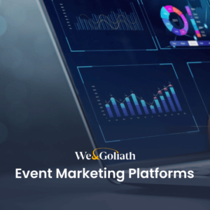Top Event Marketing Platforms to Grow Your 2025 Events A person typing on a laptop with the words event marketing platforms.