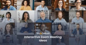 16 Essential Interactive Zoom Meeting Ideas for Team Fun A collage of people smiling.