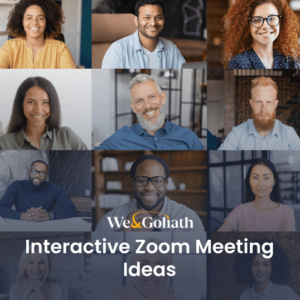 16 Essential Interactive Zoom Meeting Ideas for Team Fun A collage of people smiling.