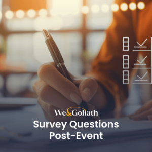 Person completing a post-event survey questionnaire.