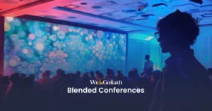 Blended Conference Experience: Live, Interactive, and Engaging Audience engaged in a presentation at a blended conference event.