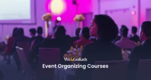 Event Organizing Courses: Certification Made Easy Attendees at an event with a focus on event organizing courses, with a woman facing the camera in the foreground.
