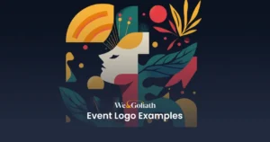 Event Logo Ideas and Tips for Creation We and Goliath cover for event logo examples, showing abstract logo shapes