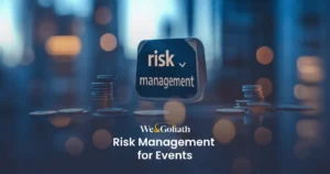 Event Risk Management: Key Strategies for Safer Events We and Goliath cover for risk management for events, showing a risk management interface
