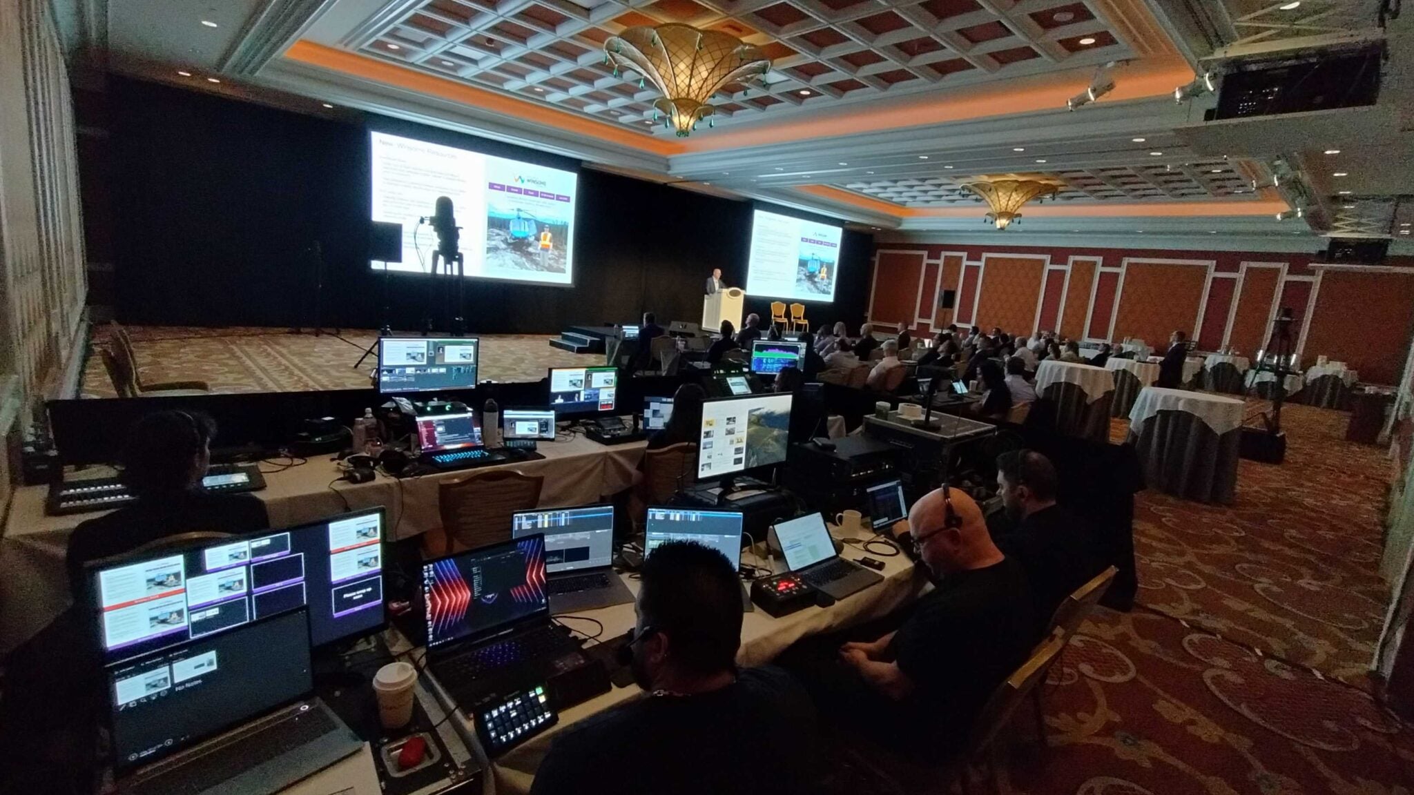 W&G production crew at the hybrid control desk during an FSBPT conference
