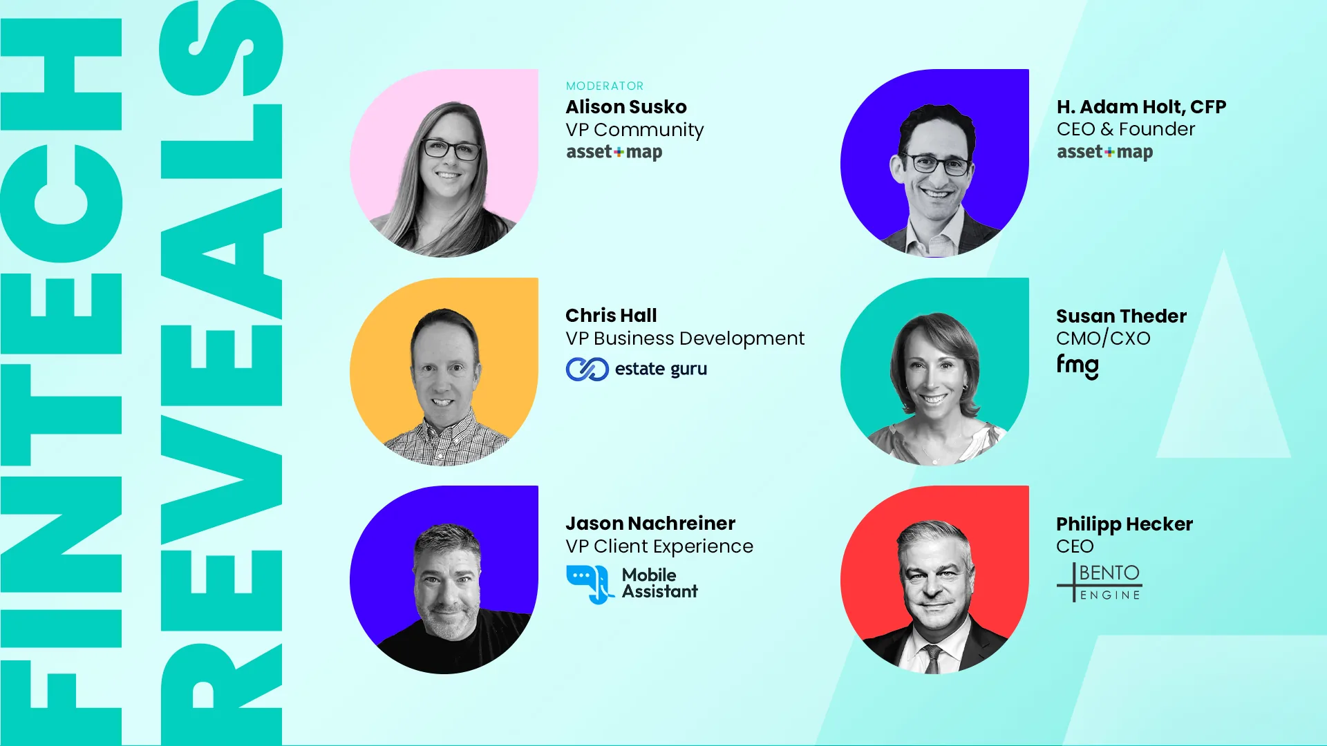 Fintech Reveals speaker lineup graphic from a We & Goliath Zoom event